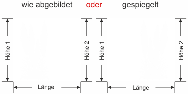 Preview: Fensterfolie Pampasgras mit Zierwedel - Ansicht Ausrichtung mit Farbauswahl und Anleitung zur Größenberechnung - Vorschlag 2