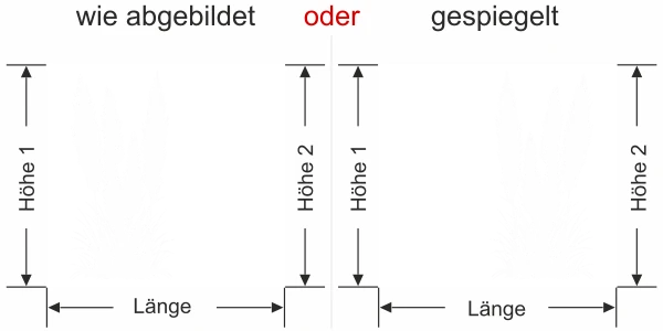 Fensterfolie Pampasgras mit Zierwedel - Ansicht Ausrichtung mit Farbauswahl und Anleitung zur Größenberechnung - Vorschlag 2