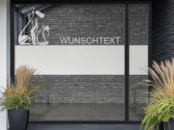 Fensterfolie Sichtschutz mit Tieren und Wunschtext