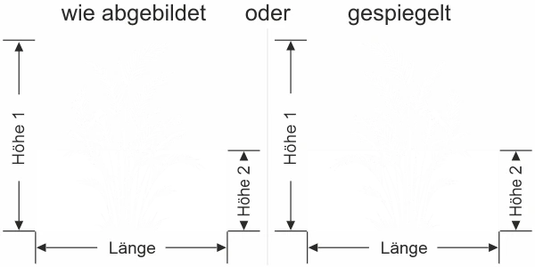 Fensterfolie Silhouette Areca Palme - Ansicht Ausrichtung mit Farbauswahl und Anleitung zur Größenberechnung - Vorschlag 1