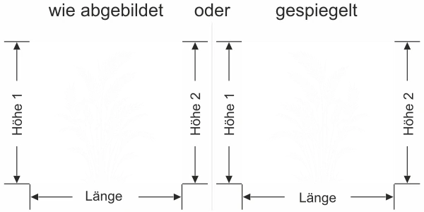 Fensterfolie Silhouette Areca Palme - Ansicht Ausrichtung mit Farbauswahl und Anleitung zur Größenberechnung - Vorschlag 2