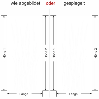 Fensterfolie Sommergräser - Ansicht Ausrichtung mit Farbauswahl und Anleitung zur Größenberechnung - Vorschlag 2