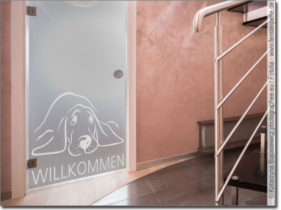 Preview: Fenstertattoo Hund Willkommen Preview: Fenstertattoo Hund Willkommen