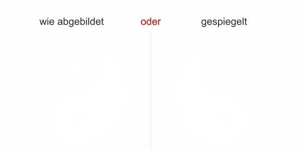 Fenstersticker mit Yin und Yang - Ansicht Ausrichtung mit Farbauswahl
