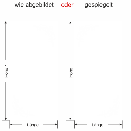 Preview: Folie selbstklebend Ecken Lilie - Ansicht Ausrichtung und Farbauswahl