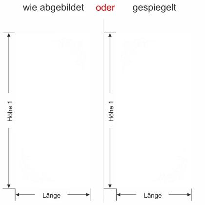 Folie selbstklebend Ecken Lilie - Ansicht Ausrichtung und Farbauswahl
