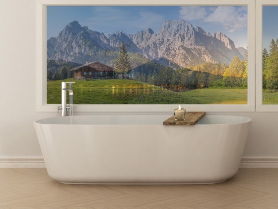 Preview: Transparente Fotofolie Berghütte