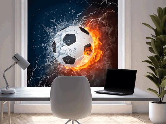 Blickdichte Fotofolie Fußball in Flammen