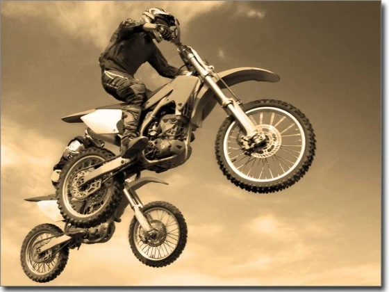 Fotofolie Glasdruck Motocross sepia