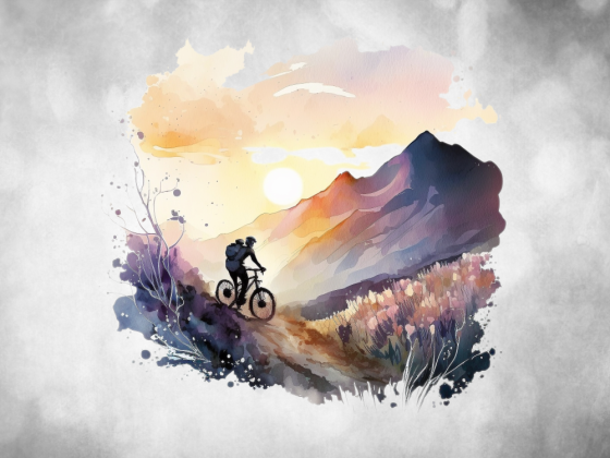 Preview: Fotofolie Mountainbike und Berglandschaft