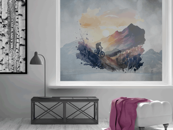 Preview: Transparente Fotofolie Mountainbike und Berglandschaft