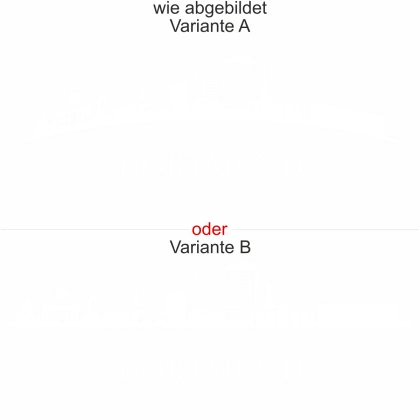 Glasaufkleber Dortmund - Glastattoo mit Dortmunder Skyline - Ansicht Ausrichtung mit Farbauswahl und Variante