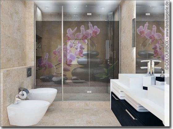 transparente Fensterfolie mit Orchidee zum Wohnfühlen