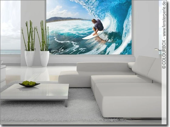 selbstklebendes Glasbild mit Surfer