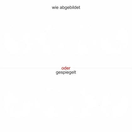 Sticker Glas Weltkarte - Ansicht Ausrichtung und Farbauswahl