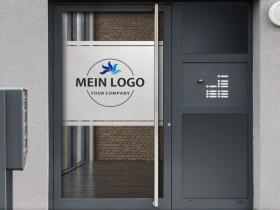 Preview: Glasdekorfolie Eigenes Logo als Digitaldruck zwei Streifen