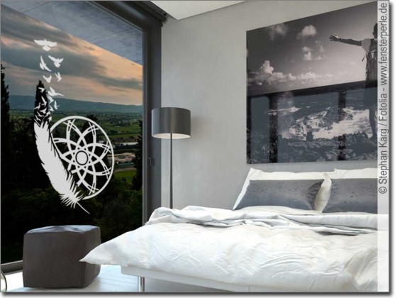 Preview: Glasdekorfolie Traumfänger mit Feder Preview: Glasdekorfolie Traumfänger mit Feder