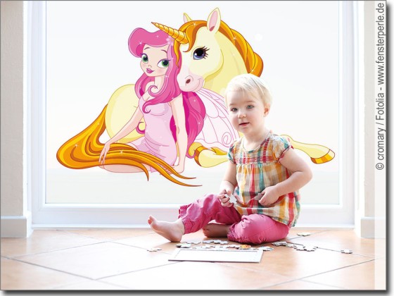 Preview: Fensterbild Fee mit Einhorn Preview: Fensterbild Fee mit Einhorn