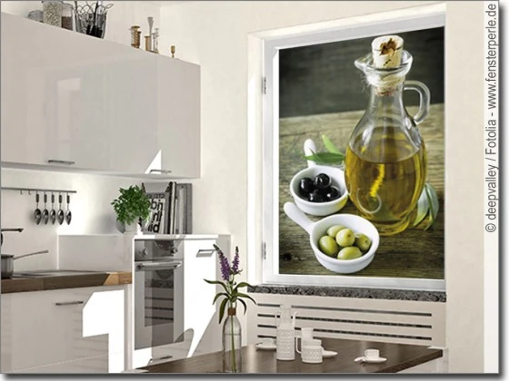 selbstklebende Fensterfolie mit Olivenöl