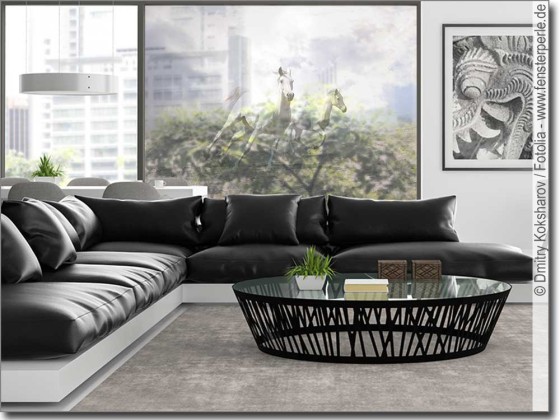 Preview: Fensterbild Wild Horses transparent - Selbstklebendes Fensterbild mit Wildpferden zur Dekoration
