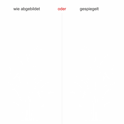 Preview: Glastattoo Areca Palme Silhouette - Ansicht Ausrichtung mit Farbauswahl