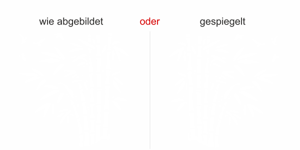 Preview: Glastattoo Bambus und Vögel - Ansicht Ausrichtung mit Farbauswahl