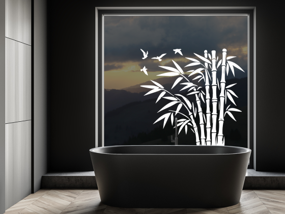 Preview: Glastattoo Bambus und Vögel - Ansicht Farbauswahl