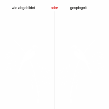 Preview: Glastattoo Bambushalm mit Vogel - Ansicht Ausrichtung mit Farbauswahl