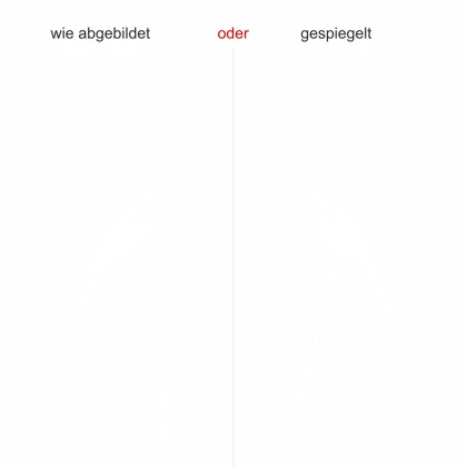 Glastattoo Bambushalm mit Vogel - Ansicht Ausrichtung mit Farbauswahl