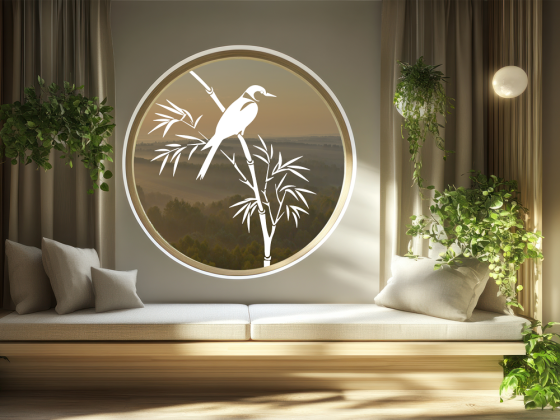 Preview: Glastattoo Bambushalm mit Vogel - Ansicht Farbauswahl