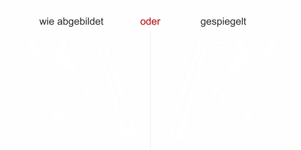 Glastattoo Bambusstab mit Vögeln - Ansicht Ausrichtung mit Farbauswahl