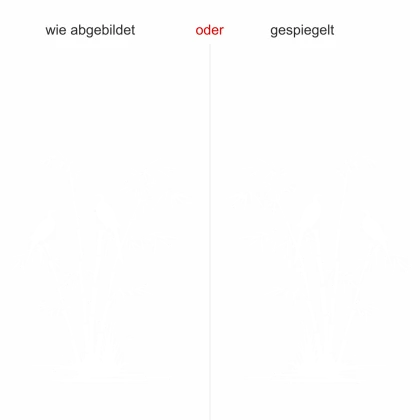 Glastattoo Bambusstrauch und Vögel am Ufer - Ansicht Ausrichtung mit Farbauswahl