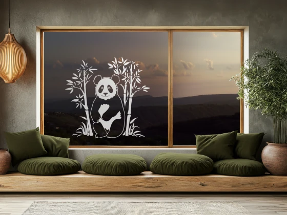 Glastattoo Bambustrauch mit Panda