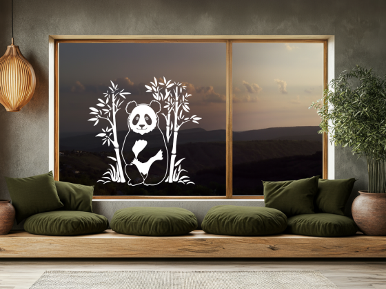 Preview: Glastattoo Bambustrauch mit Panda - Ansicht Farbauswahl