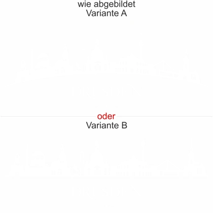 Glastattoo Dresden mit Dresdner Skyline als Aufkleber für Glas - Ansicht Ausrichtung mit Farbauswahl und Variante