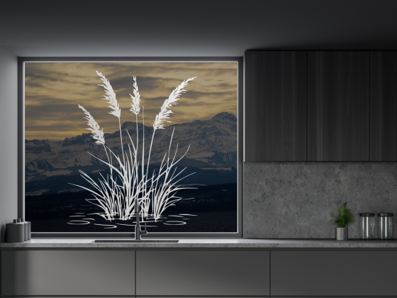 Glastattoo Gras am Ufer