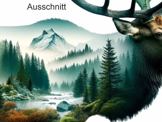 Preview: Glastattoo Hirsch mit Wald und Bachlauf Preview: Glastattoo Hirsch mit Wald und Bachlauf