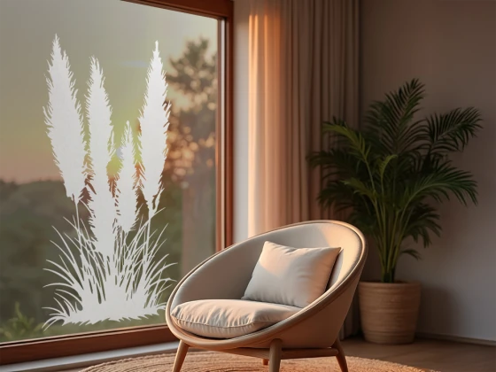 Glastattoo Pampasgras mit Zierwedel