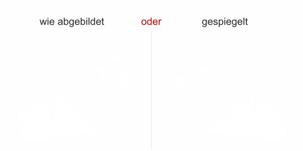 Preview: Glastattoo Schilfgräser und Störche - Ansicht Ausrichtung mit Farbauswahl