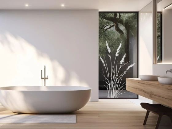 Glastattoo Schlankes Ziergrasmotiv