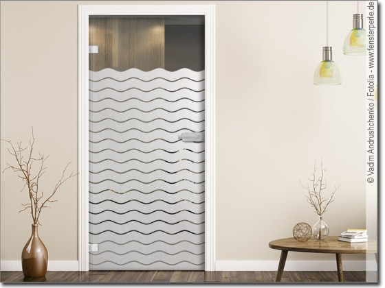 Preview: Glastür Blickschutzfolie Wellendekor 10/1 cm