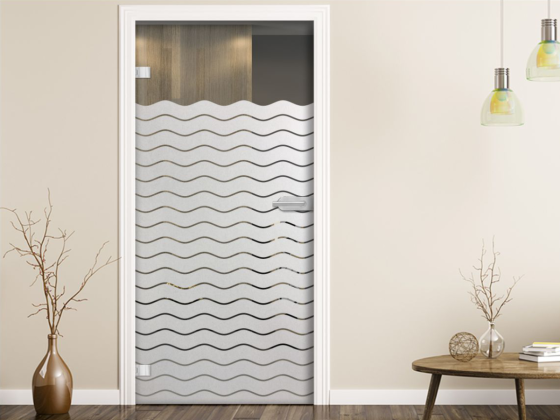 Preview: Glastür Blickschutzfolie Wellendekor 10/1 cm