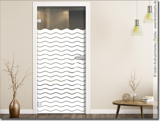Preview: Glastür Blickschutzfolie Wellendekor 10/1 cm