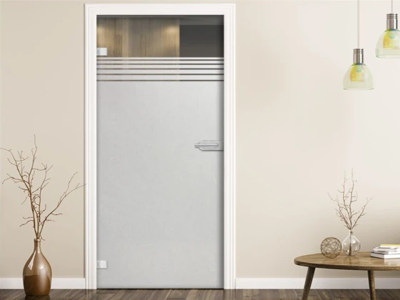 Folie für Ganzglastür mit dezenten Streifen