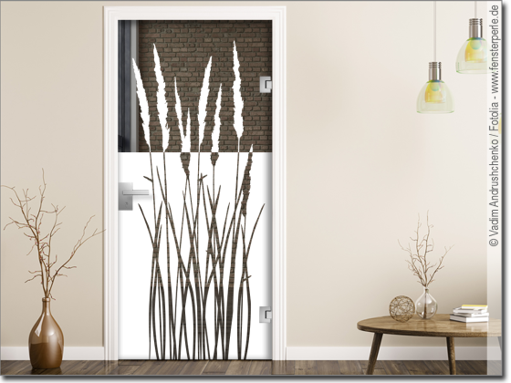 Preview: Glastür Milchglasfolie Sommergräser