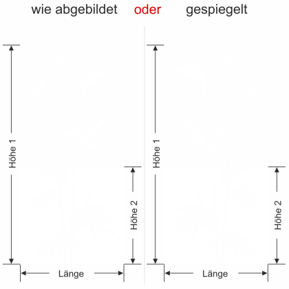 Preview: Glastür Sichtschutzfolie Bambuszweige- Ansicht Ausrichtung und Farbauswahl sichtschutzfolie-bambus-zweige