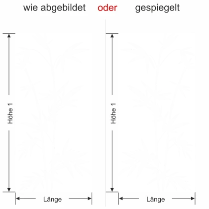Glastür Sichtschutzfolie Bambuszweige - Ansicht Ausrichtung und Farbauswahl