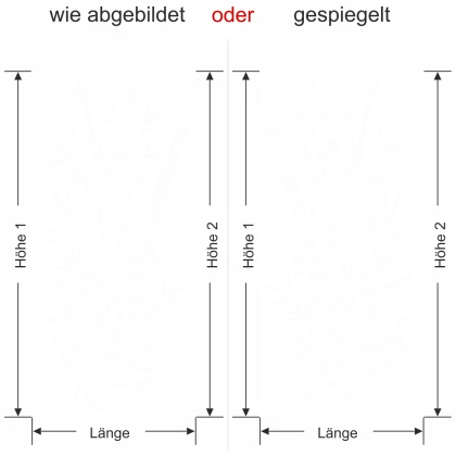 Glastür Sichtschutzfolie Bambuszweige - Ansicht Ausrichtung mit Farbauswahl und Anleitung zur Größenberechnung - Vorschlag 2