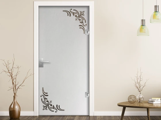 Glastür Sichtschutzfolie Ecken Lilie