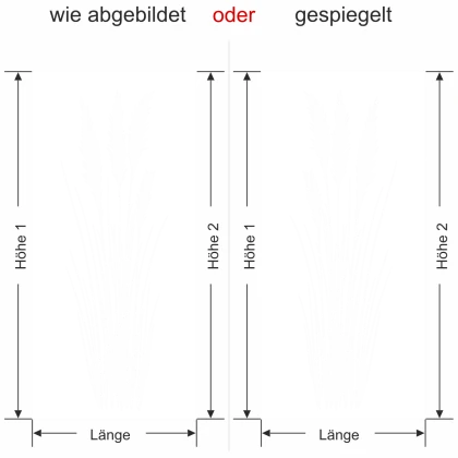 Sichtschutzfolie Grashalme - Ansicht Ausrichtung mit Farbauswahl und Anleitung zur Größenberechnung - Vorschlag 2